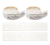 CRASPIRE 176x2in White Crown Molding Peel and Stick Flexible Self Adhesive Foam Trim 3D Sticky Decorative Wallpaper Border Wall Edging Foam Baseboard Mirror Border Wall Lines Hotel DIY Decor