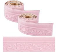 CRASPIRE 177 x 3in Crown Molding Peel and Stick Foam Self Adhesive Pink Flexible Trim 3D Sticky Decorative Wallpaper Border Wall Edging Foam Baseboard Mirror Border Wall Lines Hotel DIY Decor