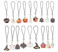 CRASPIRE 18 Styles Halloween Enamel Keychains Pumpkin Ghost Bat Haunted House Witch Zombie Hanging Key Chain for Wallet Backpack Phone Strap Charm Decorations Pendant Party Favors Supplies