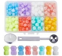CRASPIRE 192pcs 8 Colors Wax Sealing Beads Paw Print Wax Seal Beads Sealing Wax Particles with Stainless Steel Spoon and Candle for Retro Christmas Cards Wedding Invitations Letter Gift Wrapping
