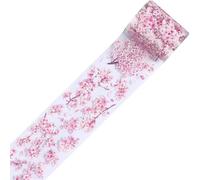 CRASPIRE 2.19Ydsx2.36In PET Tape Pink Cherry Blossom Clear Flower Floral Journal Scrapbooking Decorative Stickers Original Vintage Diy Handbook Crafts Collage Gift Wrap for Diary Art Planner Supplies