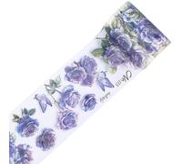 CRASPIRE 2.19Ydsx2.36In Purple Rose PET Tape Clear Flower Floral Journal Scrapbooking Decorative Stickers Original Vintage Diy Handbook Crafts Collage Gift Wraping for Diary Art Planner Supplies