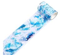 CRASPIRE 2.19Ydsx2.75In Wave PET Tape Stickers Washi Clear Ocean Blue DIY Handbook Crafts Self-Adhesive Waterproof Journaling Scrapbook Collage Gift Wraping for Home Decor Diary Art Planner Supplies