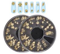 CRASPIRE 2 Boxes Ocean Nail Art Set 3D Charms 12 Styles Metal Alloy Gold Nail Charms Design Studs Gems Kit Summer Sea Turtles Marine Starfish Seashell Conch for Women DIY Craft Jewelry Decor Supplies