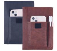 CRASPIRE 2 Color Book Cover PU Leather Waterproof Sleeve Brown Black Reusable Protector for Paperbacks Notebook Wraps with Pen Pockets Lovers Classmate Gifts 6.1×8.54inch