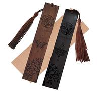 CRASPIRE 2 Colors Tree of Life Wood Bookmark Butterfly Handmade Natural Wooden Carving Engraved Book Mark Bookmarks with Tassel Pendant or Book Lovers Teacher Students Gifts