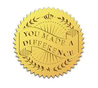 CRASPIRE 2" Gold Foil Embossed Stickers 100Pcs You Make a Difference Certificate Envelopes Seal Self Adhesive Sticker Round Serrated Edge Labels for Wedding Medal Invitation Diploma Decor Gift Packing