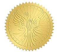 CRASPIRE 2" Gold Foil Sticker Phoenix 100pcs Certificate Seals Gold Embossed Round Embossed Foil Seal Stickers for Envelopes Invitation Card Diplomas Awards Graduation Celebration