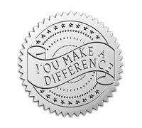CRASPIRE 2" Gold Foil Sticker You Make A Difference 100pcs Certificate Seals Silver Embossed Round Gold Certificate Seal Stickers For Envelopes Invitation Card Diplomas Awards Graduation
