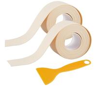 CRASPIRE 2 Rolls 10.5 Feet Kitchen Sealing Tape Shower Sealant Strip Beige PVC Waterproof Stain Proof Self Adhesive Bath Caulk Decorative Tape with Scraper Tool for Bathroom Floor Corner Protector
