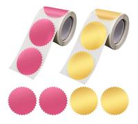 CRASPIRE 2 Rolls 500Pcs Seals Stickers Label 2"(50mm) Self Adhesive Round Blank Sticker Purple Gold Serrated Edge for Envelope Certificate Award Embossing Stamp Sealing Package Wedding Graduation