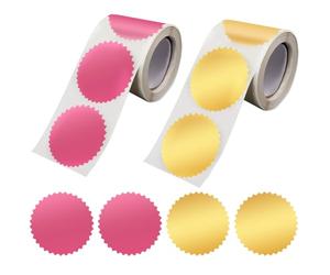 CRASPIRE 2 Rolls 500Pcs Seals Stickers Label 2"(50mm) Self Adhesive Round Blank Sticker Purple Gold Serrated Edge for Envelope Certificate Award Embossing Stamp Sealing Package Wedding Graduation