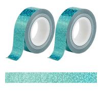CRASPIRE 2 Rolls Glitter Sparkle Tape Craft Masking 15mm x 5m Turquoise Foil Self Adhesive Paper Holographic Scrapbook Trim Art Tapes for DIY Scrapbooking Journal Planner Wrapping Gift Decoration