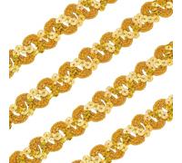 CRASPIRE 2 Rolls x 12Yds Sequins Trim Ribbon Sequin Braid Lace Trims 0.6in Wave Spangle Flat Glitter Paillette Fabric Rick Rack for Crafts Upholstery Sewing Clothes Home Decor Wedding Gift Wrapping