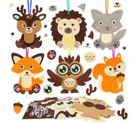CRASPIRE 2 Sets Fall Craft Kits Autumn Foam Stickers Owl Forest Animal Rectangle Eye String Thanksgiving Creative Wool Hanging Activity Art Kits for Thanksgiving Autumn Party Supplies DIY Decoration