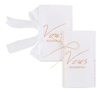 CRASPIRE 2 Sets Vow Cards with Ribbon White Wedding Ceremony Speech Note Journal Vow Keepsake Booklets Gifts for Bride Groom Newly Engaged Couple Wife Husband Bridal Shower Engagement 8.3x4.9 Inch
