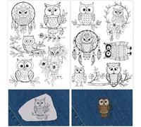 CRASPIRE 2 Sheets Owl Dream Catcher Water Soluble Embroidery Patterns Cartoon Sewing Stick and Stitch A4 Transfers Fabric Stabilizers Wash Away Pre-Printed Self Adhesive for Cloth DIY Lover Beginners