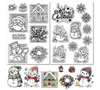 CRASPIRE 2 Sheets Snowman Stamp Set Reusable Merry Christmas Snowflake Santa Claus Xmas Clear Silicone Transparent Stamps for Scrapbooking Supplies Embossing Paper Card Album Decoration Crafting