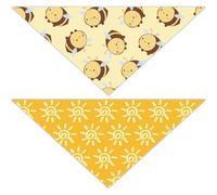 CRASPIRE 2 Sided 2Pcs Bee Dog anas Yellow Sun Patterns Pet ana Spring Bees Triangle Scarf for Medium Large Dogs Reversible Cat Kerchief Adjustable Cats Bibs Accessory Pets Party Costume Decor
