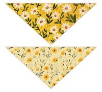 CRASPIRE 2 Sided 2Pcs Flower Dog anas Daisy Pet ana Yellow Spring Triangle Scarf for Medium Large Dogs Reversible Floral Cat Kerchief Adjustable Cats Bibs Accessory Pets Parties Costume Decor
