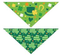 CRASPIRE 2 Sided 2Pcs St Patrick' s Day Clover Dog anas Green Leprechaun anas Spring Triangle Scarf for Medium Large Dogs Reversible Cat Kerchief Adjustable Pets Bibs Accessory Party Outfit