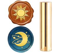 CRASPIRE 2 Sides Pattern Wax Seal Stamp 15mm Mini Moon and Sun Star Magic Soild Brass Wedding Vintage Sealing Stamp for Invitations Envelopes Card DIY Craft Birthday Decorative Gift Embellishment
