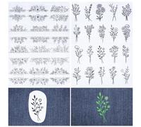 CRASPIRE 2 Style Flowers Water Soluble Embroidery Stabilizers Plants Frame Hand Sewing Stick and Stitch Transfers Paper Wash Away Pre-Printed Self Adhesive Patterns for Cloth Sewing Lovers Beginner