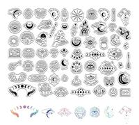 CRASPIRE 2 Styles Evil Eyes Clear Stamps Sun Moon Phase Divination Magic Hand Arrow PVC Reusable Transparent Silicone Stamp Seals for Journaling Card Making Decor DIY Scrapbooking Supplies Photo Album