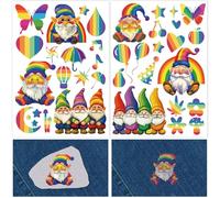 CRASPIRE 2 Styles Gnome Water Soluble Embroidery Stabilizers Patterns Rainbow Stick and Stitch Patches Paper Wash Away Aid Drawing Transfers Sketch for Embroidery Hand Sewing Lover Beginners