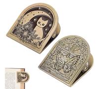 CRASPIRE 2 Styles Vintage Metal Book Clip Cat Butterfly Flower Moon Antique Bronze Notebook Clips Small Binder Clamps Page Holder for Organizer Junk Journal Planner Readers Book Lovers School Office
