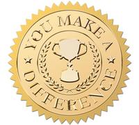 CRASPIRE 2" You Make a Difference Gold Medal Stickers Trophy Self Adhesive Certificate Awards Seals Round Foil Embossed Sticker Serrated Edge 100Pcs for Graduation Birthday Diploma DIY Card Decor
