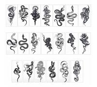 CRASPIRE 20 Sheets Hallowmas Snake Temporary Tattoos Gothic Black Rose and Snake Temporary Tattoo Stickers Waterproof Arm Neck Makeup Cosmos Tattoos Paper Stickers for Body Arm Neck Back Art