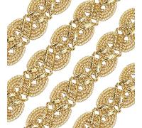 CRASPIRE 20 Yard 3/8 inch Gimp Braid Trim Polyester Gold Metallic Edge Woven S Wave Lace Ribbon Fabric Upholstery Hand DIY Crafts for Gift Cable Ties Sewing Curtain Slipcover Costume Accessories