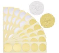 CRASPIRE 200Pcs 1.77 Inch Blank Embossing Stickers Gold Foil Stickers Gear Round Silver Self Adhesive Paper Envelope Embossed Seal for DIY Scrapbook Stamp Invitation Certification Graduation