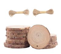 CRASPIRE 20Pcs 3.1-3.5 Inch Wood Slices Unfinished Natural Round Wooden Discs Circles Tree Bark Predrilled Hole Rustic Chip Pendants for Paint DIY Ornaments Christmas Crafts Arts Wedding Decorations