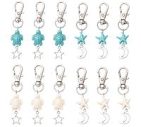 CRASPIRE 20Pcs 4 Styles Lucky Sea Turtle Keychain Ocean Key Chain Bulk Turquoise Summer Starfish Beach Animal Pendant Charms Keychains Decoration for Diy Car Keyrings Party Favors Gift Handbag