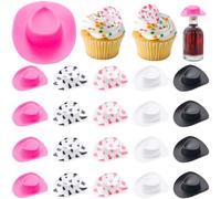 CRASPIRE 20Pcs 5 Styles Mini Western Cowboy Cowgirl Hat Tiny Cute hat Plastic Miniature West Party Craft DIY Wedding Dress Up Decor Accessories for Birthday Favors Lollipop Candy Pretend Play Supplies