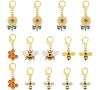 CRASPIRE 20Pcs 5 Styles Yellow Shoe Charms Animal Boot Charm Bulk Alloy Enamel Bee Sunflower Honey Comb Decoration Shoelace Pendants with Lobster Claw Clasps for DIY Sneakers Trainers Keychains Bag