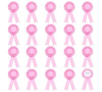 CRASPIRE 20Pcs Blank Award Ribbon Prize First Place Ribbons Bulk Flat Round 6.1 x 2.9In Pink Polyester Winner Victory Recognition Badge Rosette Brooches for Graduate Party Competition Event School