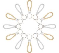 CRASPIRE 20Pcs Braided Leather Keychains Strap 2 Colors Woven Rope Alloy Key Chain Ring with Keyring Handmade for Small Car Bag Pendant Universal Weave Faux Leather Wristlet Key Holder Organizer