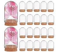 CRASPIRE 20Pcs Glass Cloche Dome 1.43Inch Bell Jar Bottles Mini Display Stand Cover with Cork Base Clear Decorative Tabletop Display Case for Dried Flower Wedding Xmas Party Favors Arts Small Projects