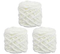 CRASPIRE 216yds Chenille Chunky Yarn for Crocheting Super Bulky White 7mm Thick 3.5oz Fluffy Soft Bulky Thick Fluffy Fuzzy Soft Velvet Hand Knitting Blanket Weaving DIY Amigurumi