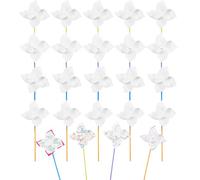 CRASPIRE 24 Sets DIY Pinwheels Craft Paper Pinwheels Blank White Craft Kits Your Own Pinwheels for Summer Activity School Group Daycare Arts Craft Daycare Project Party