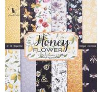CRASPIRE 24 Sheets Floral Bees Scrapbook Paper Pad Honeycomb 12 Style Single-Side Cardstock Background Border Paper for Journal Decorative Greeting Card Making Supplies Art Album 6 x 6inch