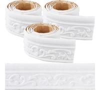 CRASPIRE 248x3.1in Crown Molding Peel and Stick Foam White Self Adhesive Flexible Trim 3D Sticky Vintage Decorative Wallpaper Border Wall Edging Foam Baseboard Mirror Border Wall Lines Hotel DIY Decor