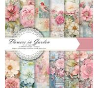 CRASPIRE 24Pcs 6 x 6 Inch Pink Floral Scrapbooking Paper Flower Pattern Single Sided Cardstock Pad Card Making Decorative Bookmarks DIY Craft Greeting Invitation Planner Journal