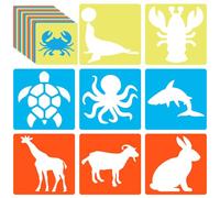 CRASPIRE 24pcs Animal Shape Stencils Set 8 Inch Drawing Stencils Chalk Stencils Large Washable PET Plastic Hollow Out Drawing Painting Stencils Templates for DIY Painting Arts Crafts Material