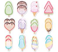CRASPIRE 24Pcs Ice Cream Sticky Notes Kawaii Cute Bulk Heart Sticks Summer Note Pads Cartoon Writing Memo Self Adhesive for Office School Student Class Birthday Party Favors Goodies