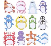 CRASPIRE 24Pcs Small Sea Animal Sticky Notes Cartoon Ocean Life Self Adhesive Kawaii Cute Notepads Writing Memo Pads Animal Page Marker for Office School Student Class Birthday Party Favors Goodies
