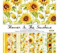 CRASPIRE 24Pcs Sunflower Scrapbook Paper Flower Origami Paper Floral Pattern Paper 6"×6”Single-Sided Colored Patterned Paper Decorative Craft Paper for Journal Craft DIY Background Art Photo Album